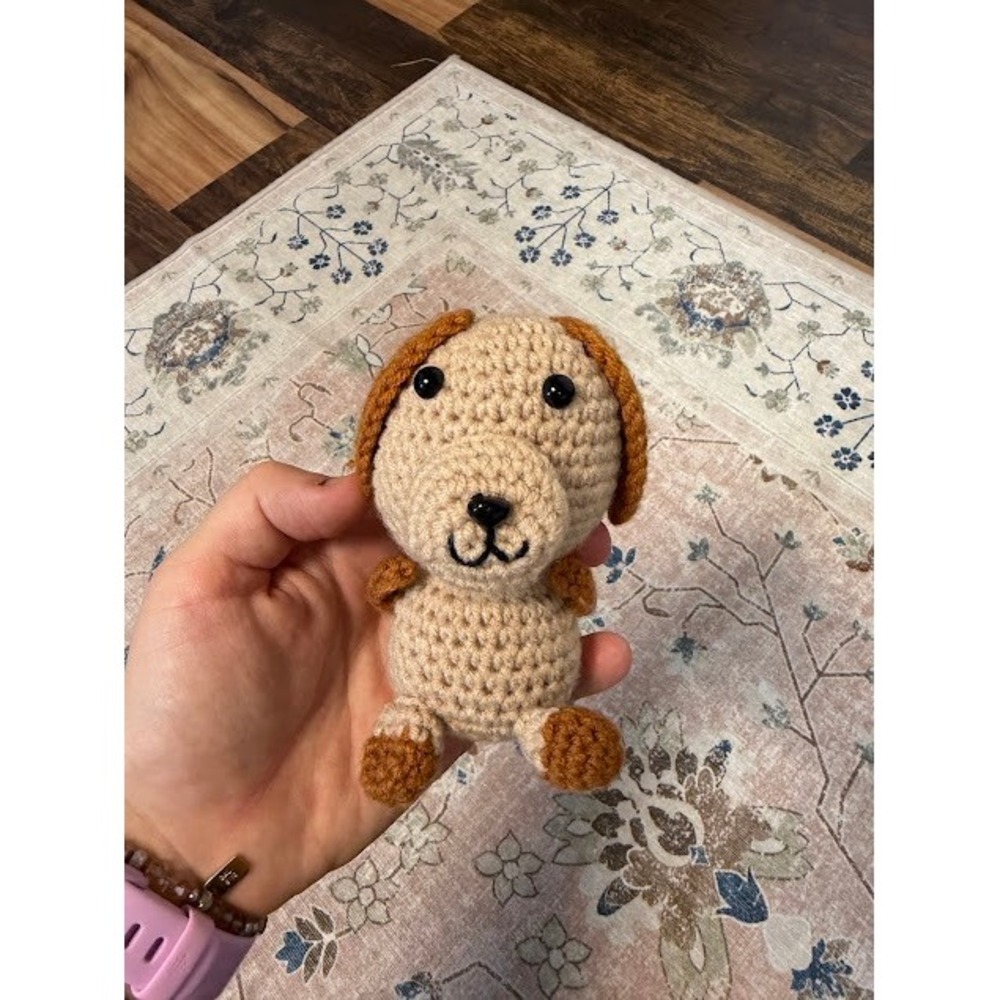 Amigurumi Crochet Handmade Dog Plush Small Tan Brown Stuffed Puppy Toy